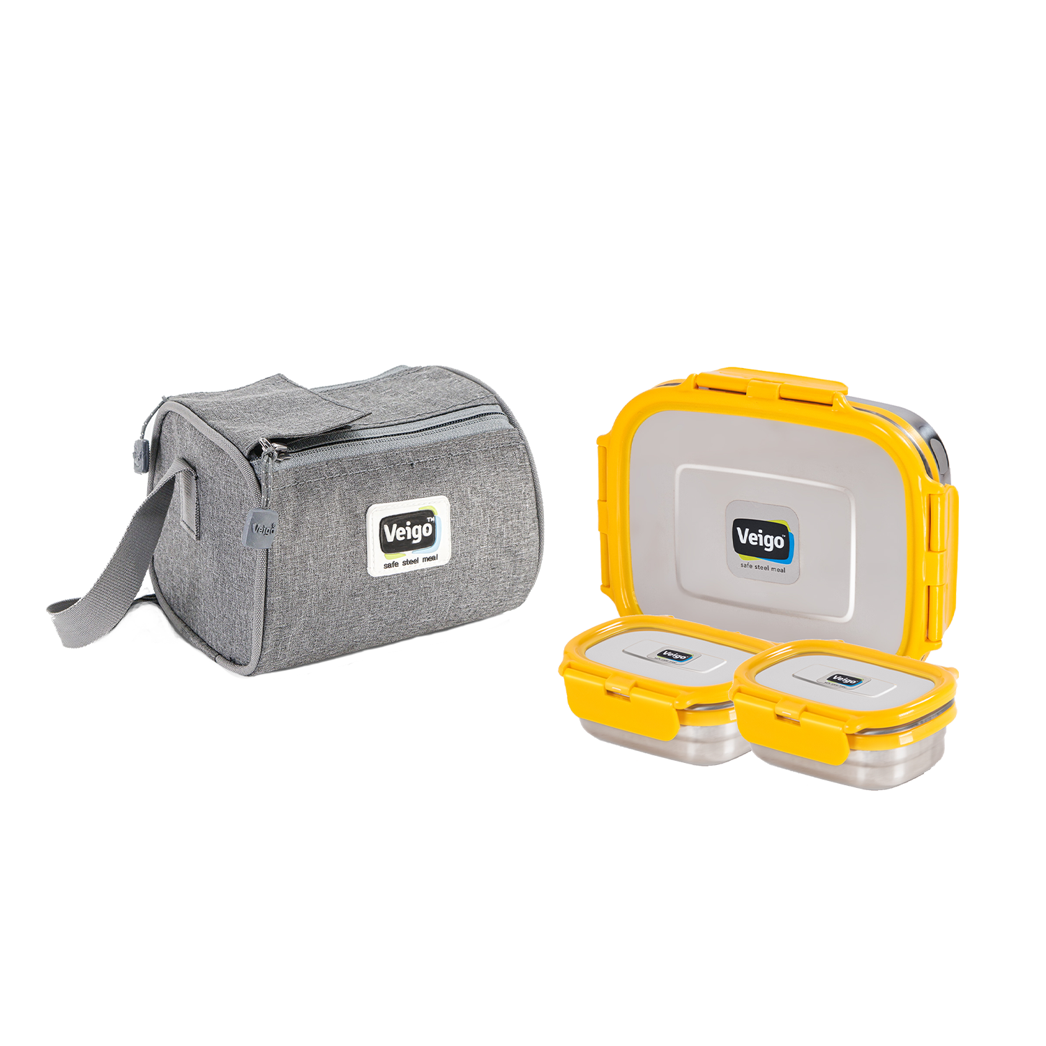 Veigo Combo Lunch Boxes with Lunch Bag online - Set of 3 in a flat pouch –  veigolunchboxes
